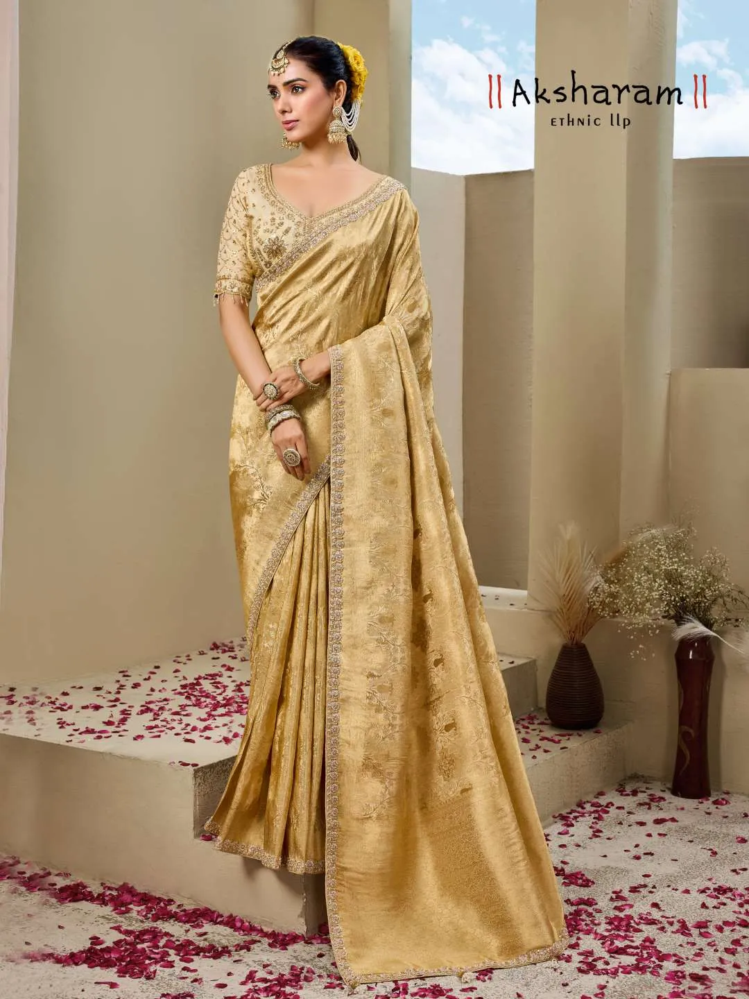 Shisha Kum Kum Vol-10 Premium Tissue Silk Zari Weaving Fabric With Double Blouse