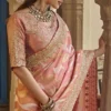 Sajode Riddhi Designer Saree with Pre Stitched Blouse | Fancy Pure Fabric Wedding Wear Saree with Embroidered Blouse