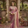 Sajode Riddhi Luxury Pink Pure Fabric Wedding Saree | Heavy Work Designer Saree for Women