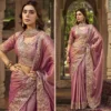 Sajode Riddhi Luxury Pink Pure Fabric Wedding Saree | Heavy Work Designer Saree for Women