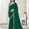 Green Pure Crepe Silk Diamond With Hand Work Saree With Unstitched Blouse