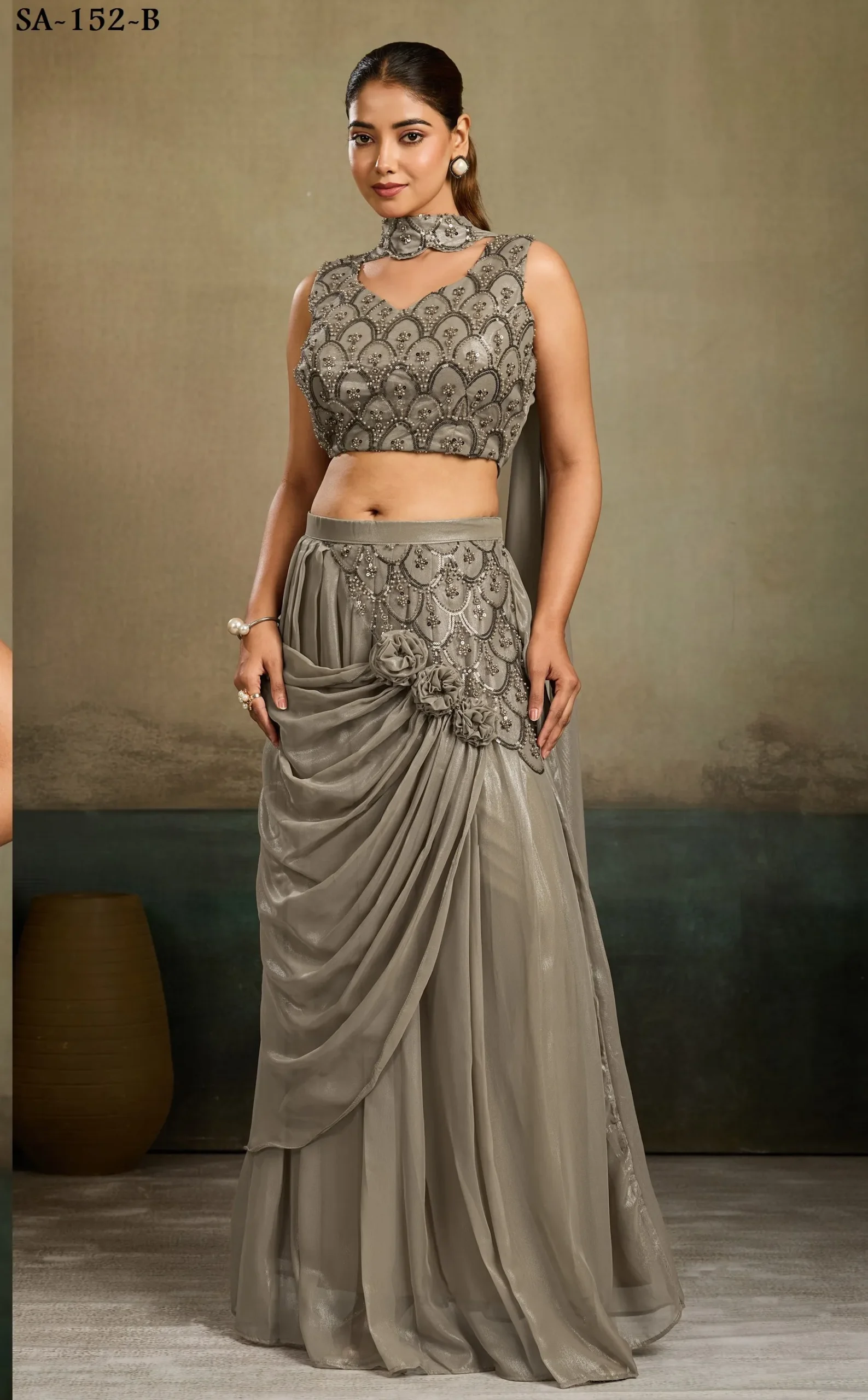 Woman’s Indo-Western Drape Skirts for Coctail Wear