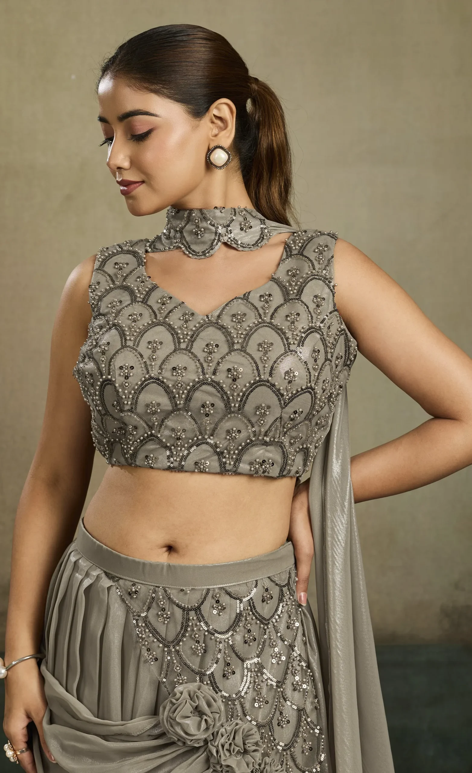 Woman’s Indo-Western Drape Skirts for Coctail Wear