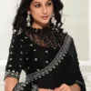 MAHOTSAV NORITA Black Satin Saree In Embroidery