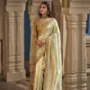 Sajode Riddhi Metallic Gold Silk Heavy Hand Embroidery saree , Traditional Zari Work and Designer Blouse