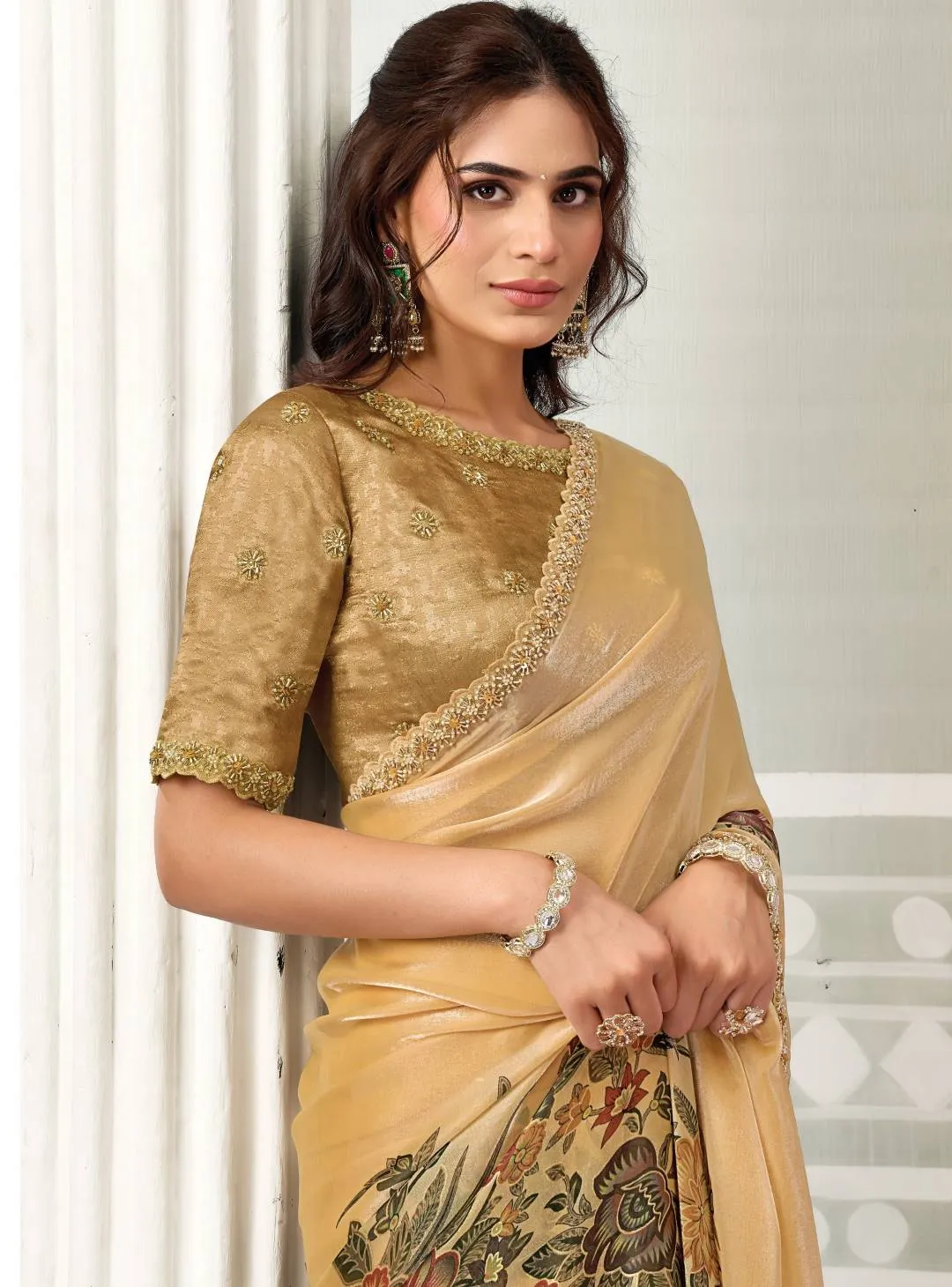 MAHOTSAV NORITA TWO TONE SATIN SILK SAREE WITH BEADS