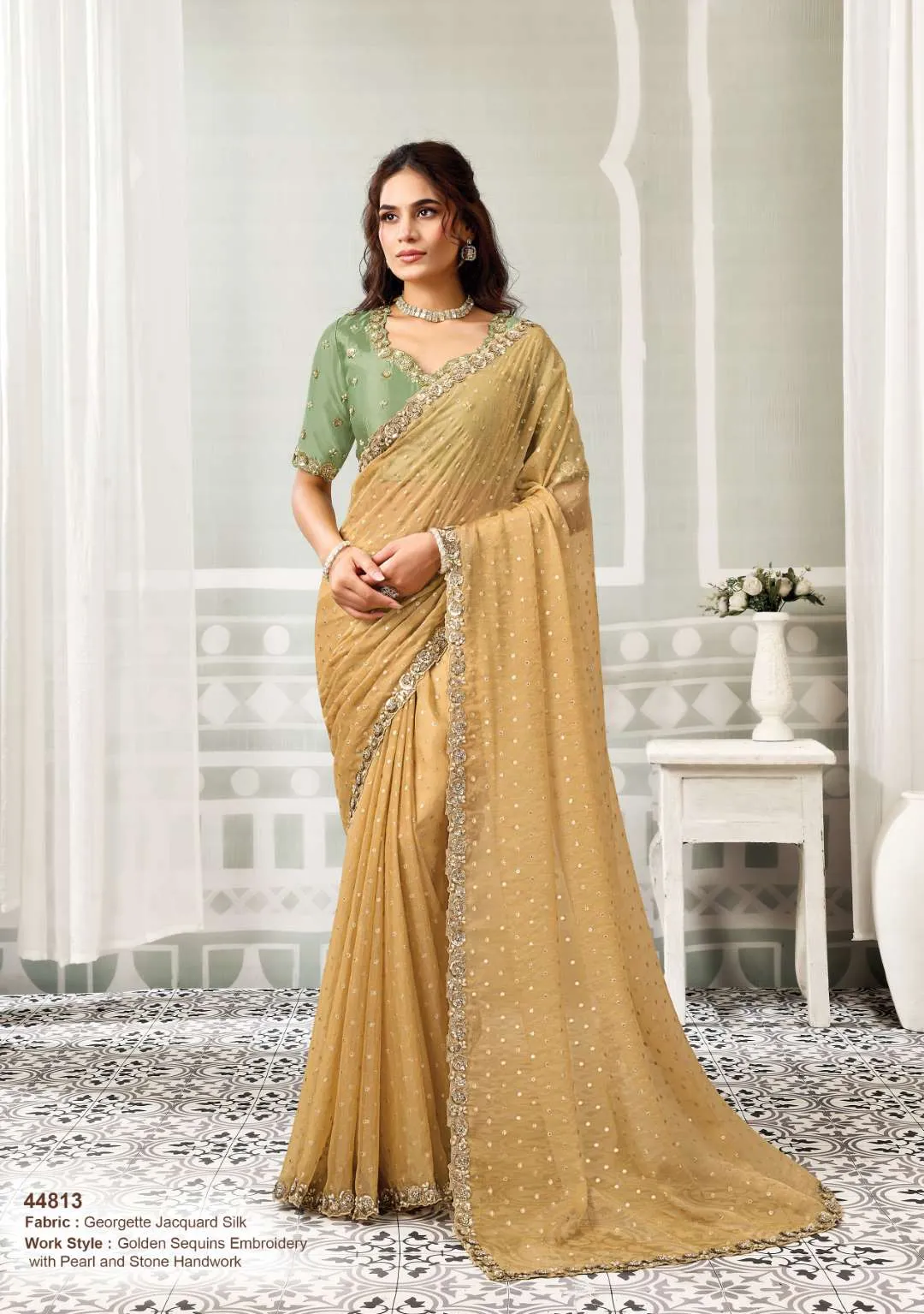 MAHOTSAV NORITA ORGANZA TISSUE SAREE WITH SWAROVSKI STONE