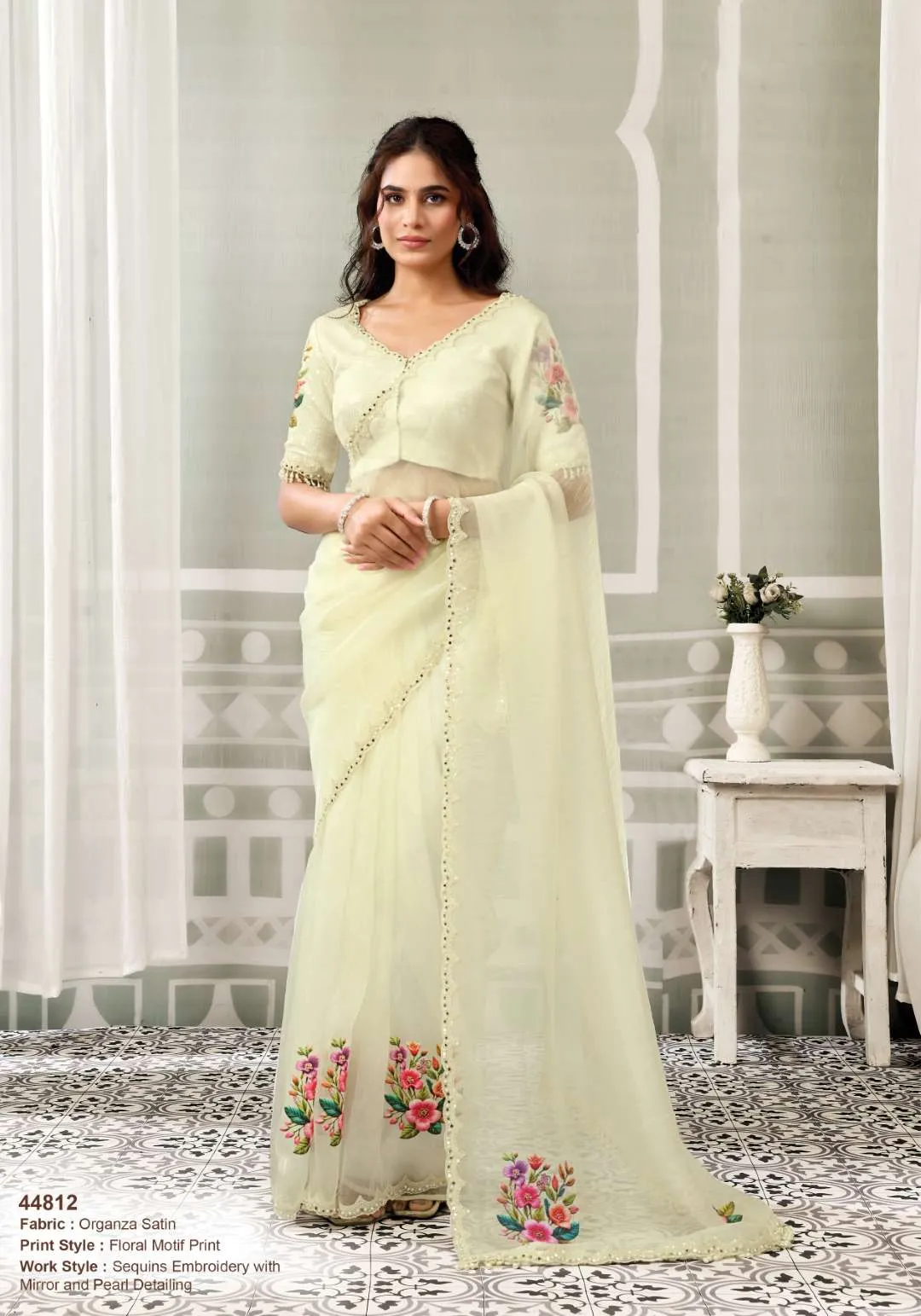 MAHOTSAV NORITA ORGANZA TISSUE SAREE WITH SWAROVSKI STONE