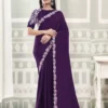 PURPLE PURE CREPE SILK SAREE WITH DUAL SEQUINS