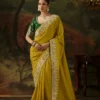 Kimora Gharana Series Saree KS-5684 | Mustard Yellow Silk Embroidered Wedding Saree