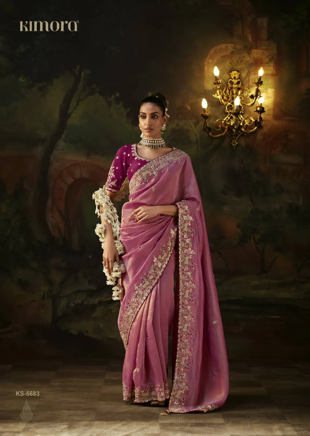 Kimora Gharana Viscose Zari Tissue Saree for woman