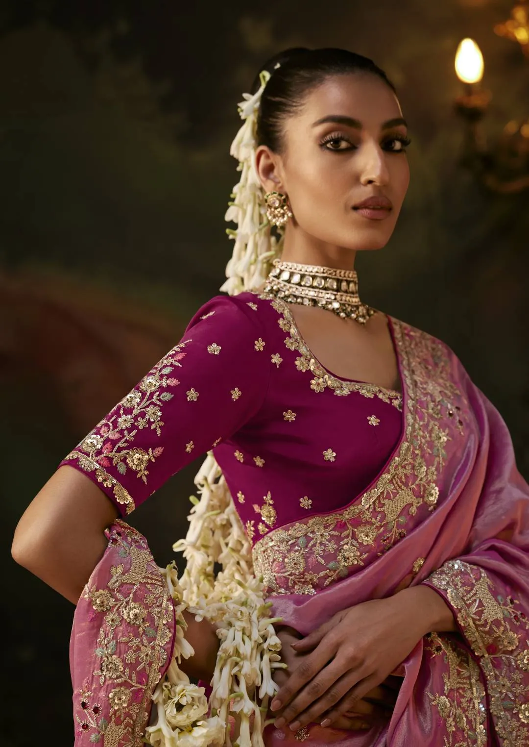 Kimora Gharana Viscose Zari Tissue Saree for woman