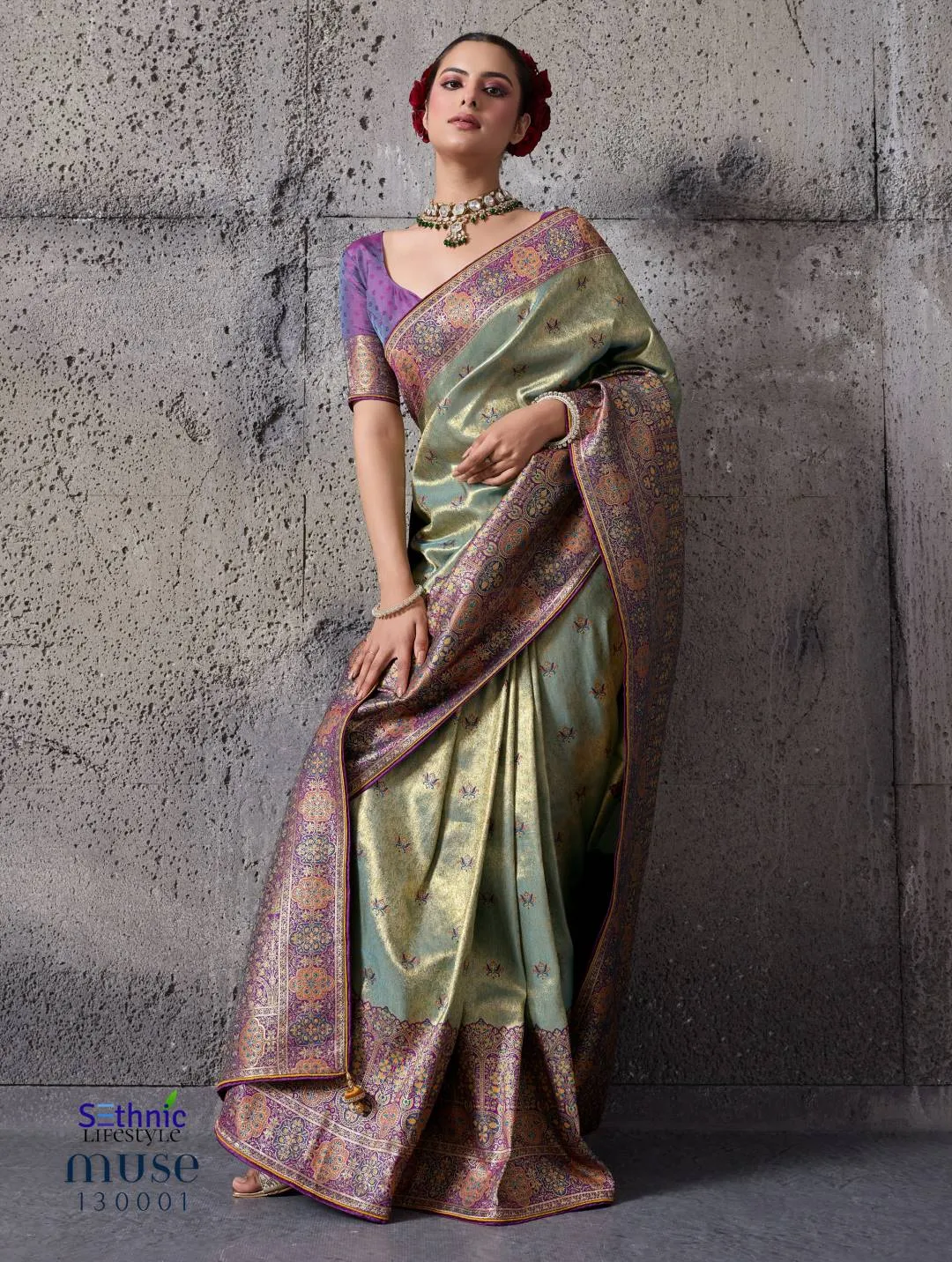 WOMAN’S SETHNIC LIFESTYLE MUSE DELIGHT BANARASI TISSUE SILK SAREE