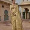 Olive Green Banarasi Silk Saree With Elephant Motif