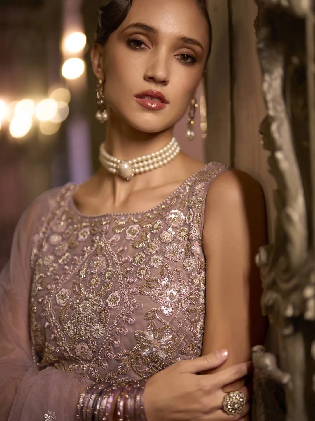 Premium Lavender Pink Georgette Salwar Kameez Suit