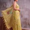 Mustard Color Smart Cotton Blend Fancy Woven Designer Saree For Woman