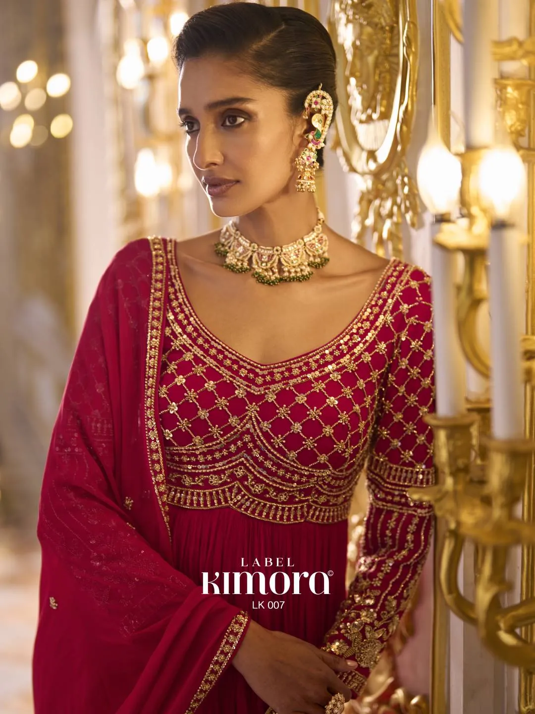 Majestic Pink Soft Georgette Anarkali Suit with Radiant Zari & Sequins | Kimora Label 2 LK 007 Magenta Pink Designer Anarkali Suit