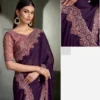 PURPLE SARTIN SILK CHIFFON SAREE & BANGLORI WORK BLOUSE