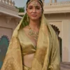 Olive Green Banarasi Silk Saree With Elephant Motif
