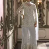 Ivory Silver Sequin Embroidered Party Wear Suit for Wedding & Festive Wear