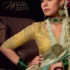 Woman's Sea Green Viscose Tissue Handworked Pallu Saree With Embroidered Blouse Piece