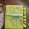 Graceful Pista Green Linen Cotton Woven Designer Saree for woman