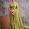 Graceful Pista Green Linen Cotton Woven Designer Saree for woman