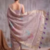 Purple Linen Cotton Blend Fancy Woven Designer Saree