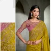 MUSTARD MEHNDI CRAPE SILK SAREE & BANGLORI WORK BLOUSE