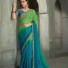 Woman's Majestic Shaded Satin Chiffon Saree with Banglori Work