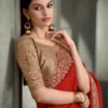 Woman's Fancy Crepe Silk Lace Border Saree With Designer Contrast Blouse