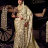Woman’s Periwinkle Purple Viscose Tissue Silk Saree with Handcrafted Pallu and Embroidered Blouse