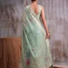 Sea Green Mustard Linen Cotton Blend Fancy Woven Designer Saree With Antique Zari Work
