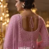Woman's Vivid Pink Georgette Designer Gown with Beads, Embroidered, Sequins and Zari Work