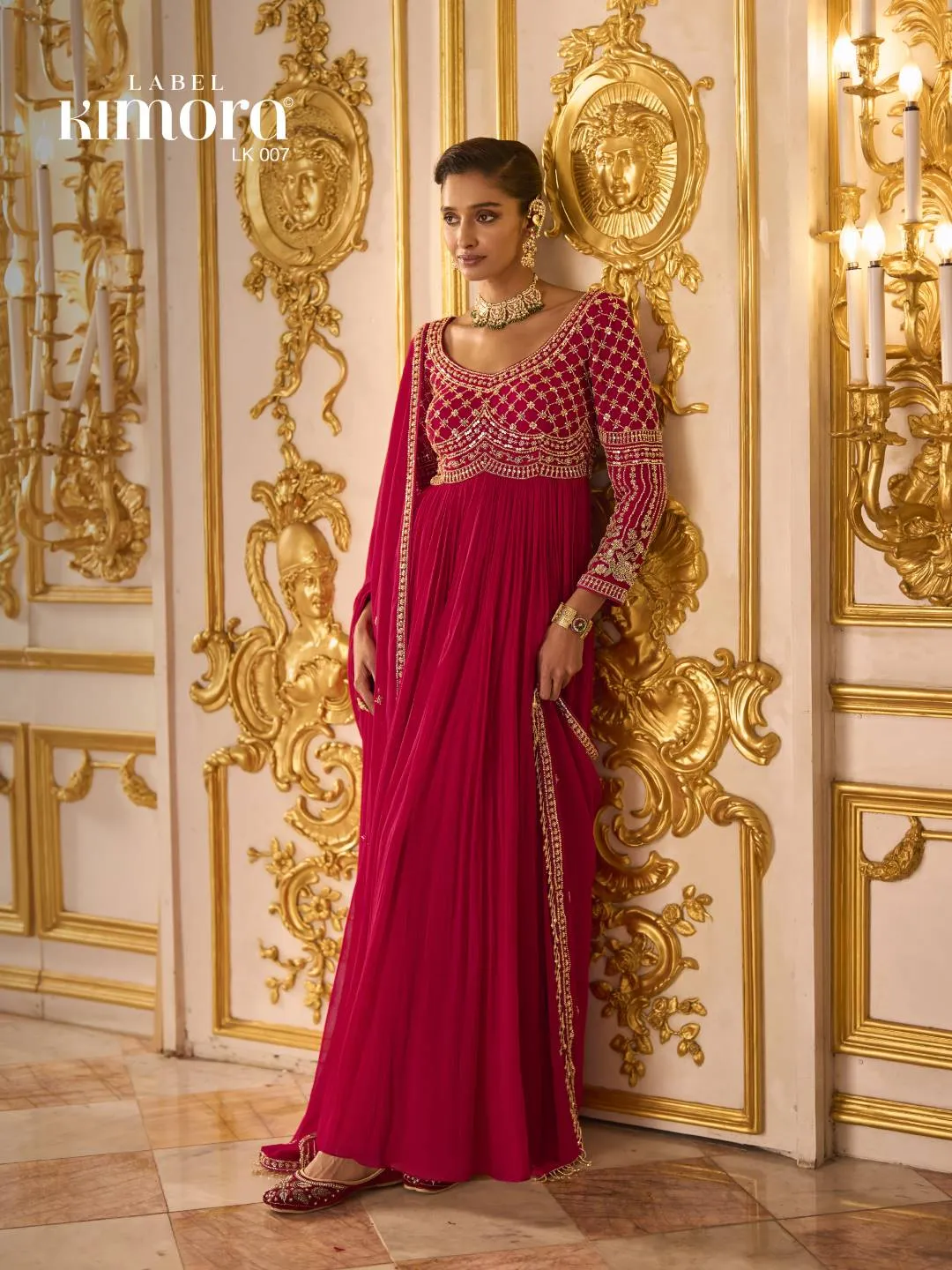 Majestic Pink Soft Georgette Anarkali Suit with Radiant Zari & Sequins | Kimora Label 2 LK 007 Magenta Pink Designer Anarkali Suit