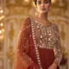 Amber Rust Orange Georgette Anarkali Suit with Radiant Zari & Sequins For Woman