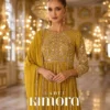 Kimora Mustard Georgette Gown Full Stitch Combo Gown