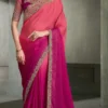 Woman's Floral Embroidered Poly Chiffon Designer Saree