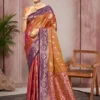 Woman's Bronze Brown Woven Soft Silk Saree