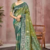 Woman's Moss Green Woven Soft Silk Saree