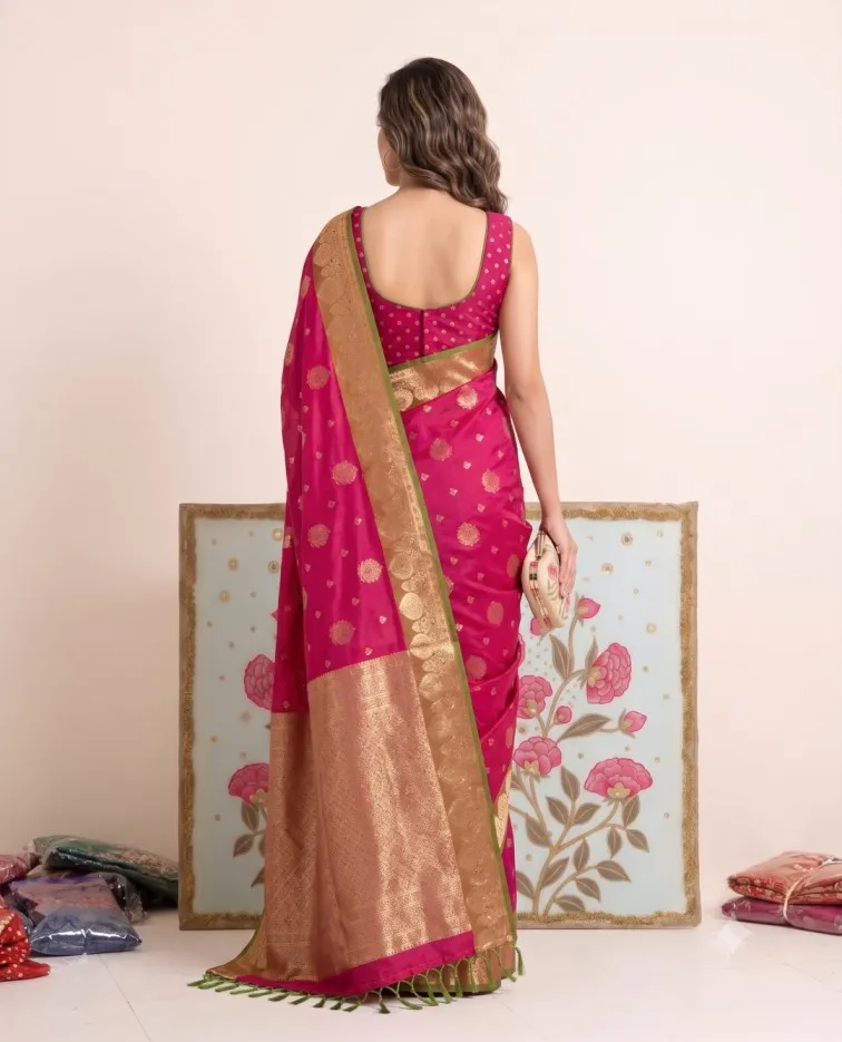 Devanshi Astita Silk Fabric With Traditional Contrast Elegant Border Saree For Woman