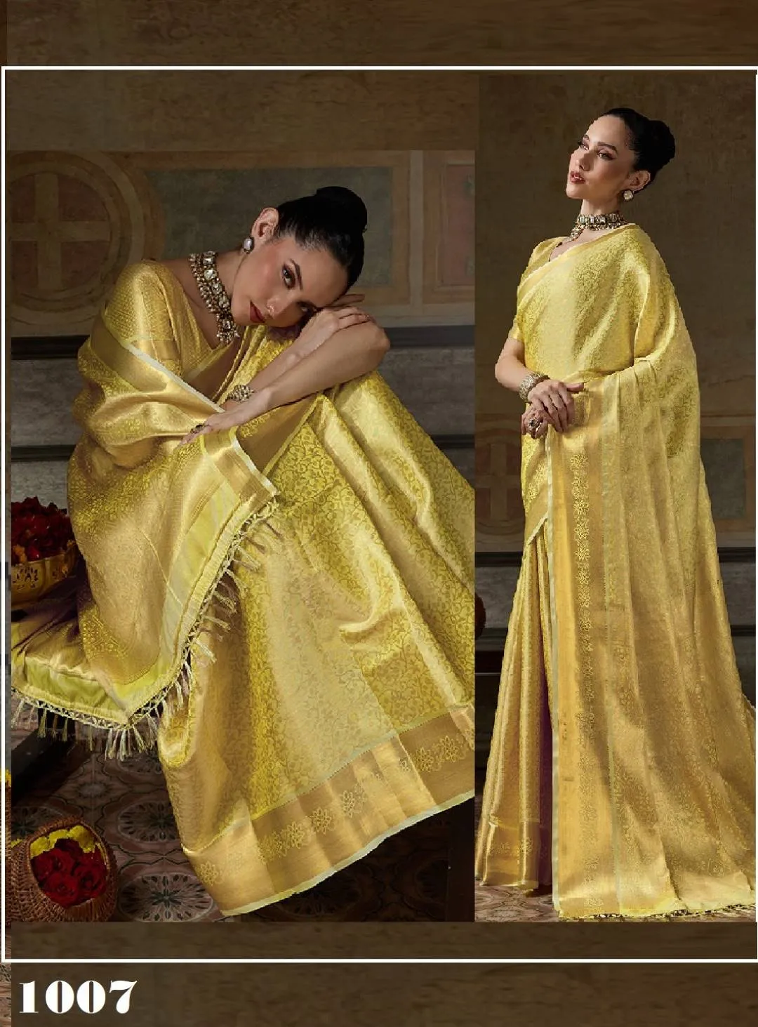 Buy Mustard Yellow Kanjivaram Art Silk Saree With Zari Work