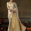Buy Beige Kanjivaram Silk Woven Saree
