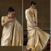 Buy Beige Kanjivaram Silk Woven Saree