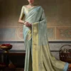 Buy Dusty Blue Woven Kanjivaram Saree