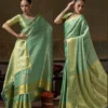 Woman's Graceful Sea Green Kanchivaram Silk Woven Jari Designer Saree