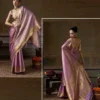 Buy Lavender Kanjivaram Silk Woven Saree