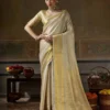 Champagne Gold Kanjivaram Art Silk Saree With Zari Work
