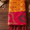 Astita Adishree Mustard Yellow Woven Soft Silk Saree with Red Heavy Pallu