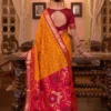 Astita Adishree Mustard Yellow Woven Soft Silk Saree with Red Heavy Pallu